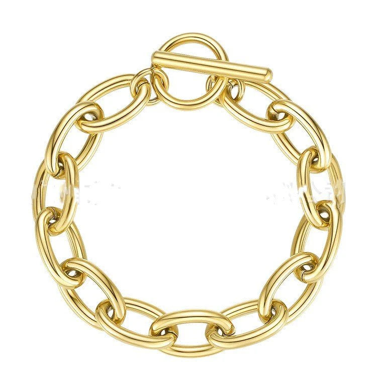14K Gold Titanium Steel Special-interest Design Exaggerated Bracele
