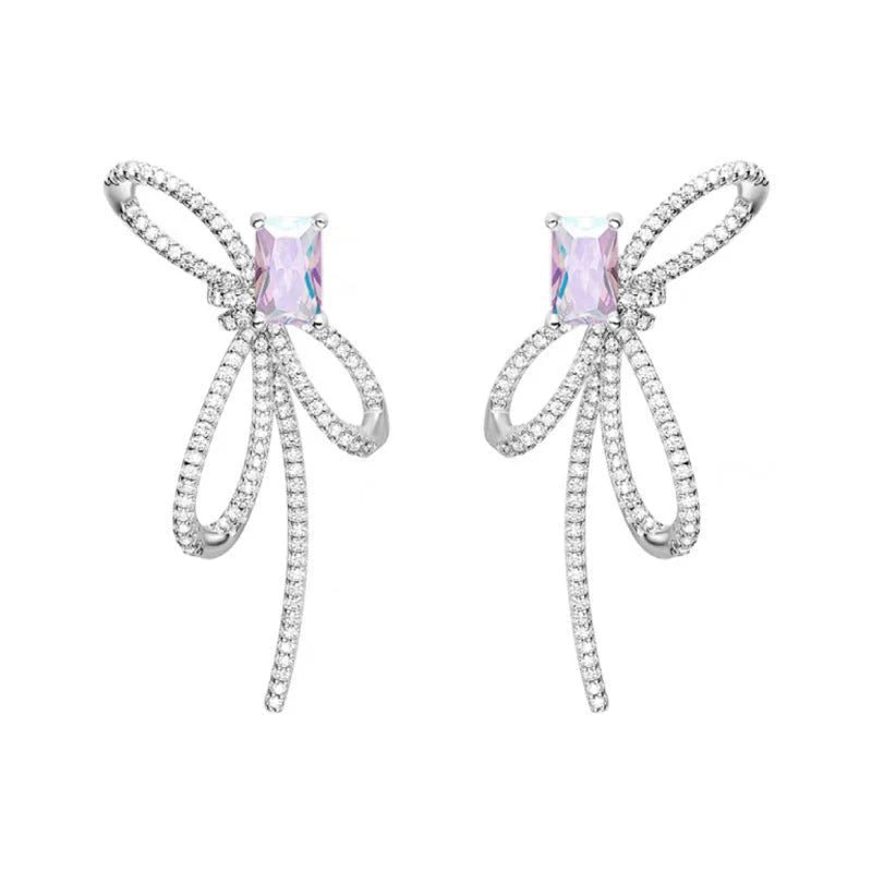 Aurora Ribbon Bow Small Sugar Cube Earrings