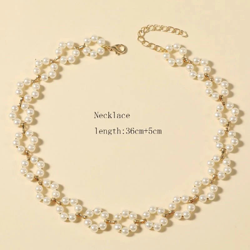 Ins Pearl Flowers Necklace Women's Clavicle Chain Jewelry Accessories