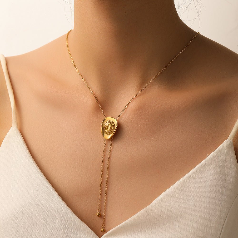 Pull Sweater Chain Titanium Steel Hat Steel Ball Tassel Pull Necklace Ornamen