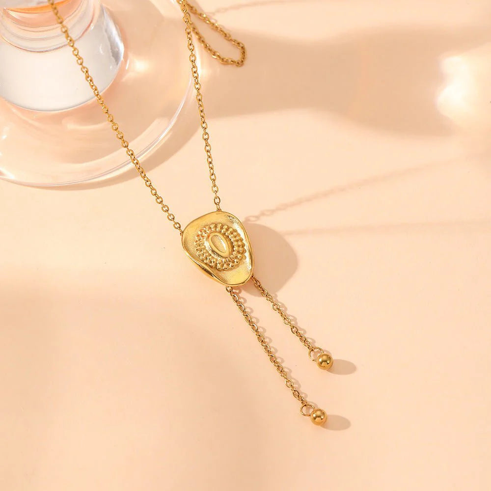 Pull Sweater Chain Titanium Steel Hat Steel Ball Tassel Pull Necklace Ornamen