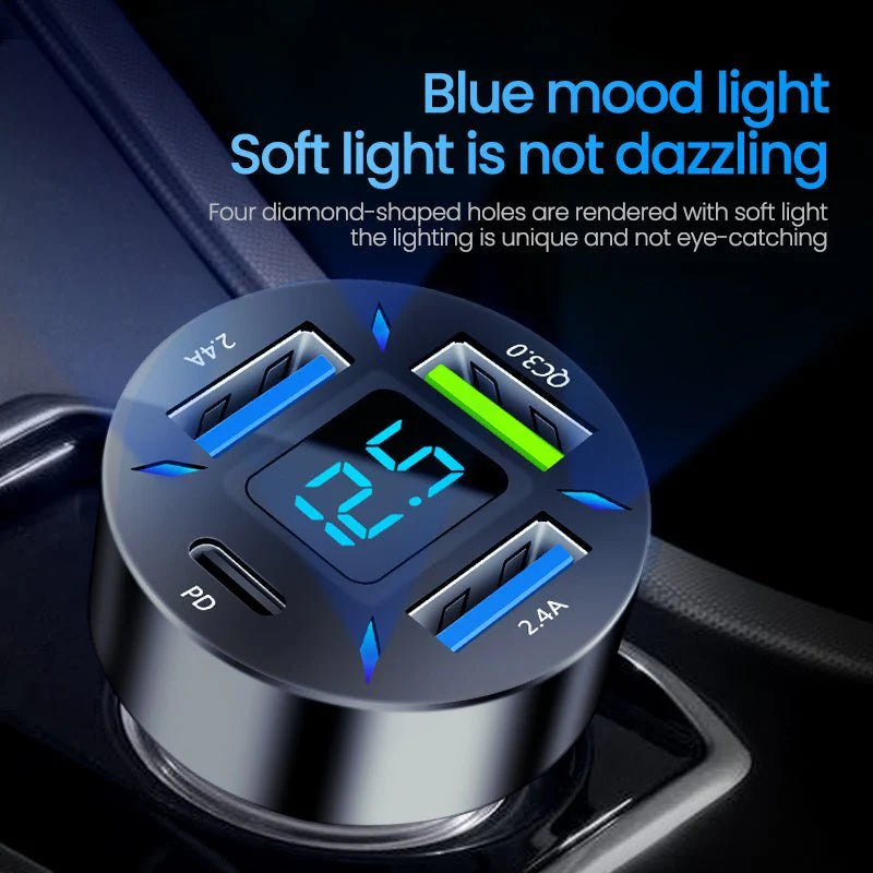 Quick Universal Transfer Plug Multi-function Car Charger USB4 Port