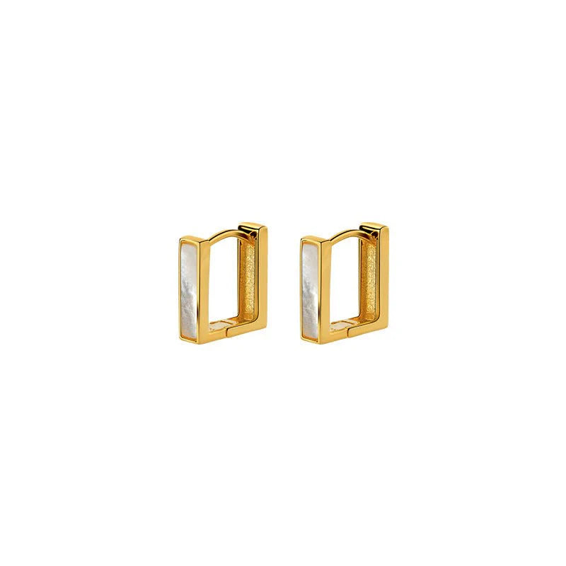 Silver Women's Elegant Shell Square Earrings