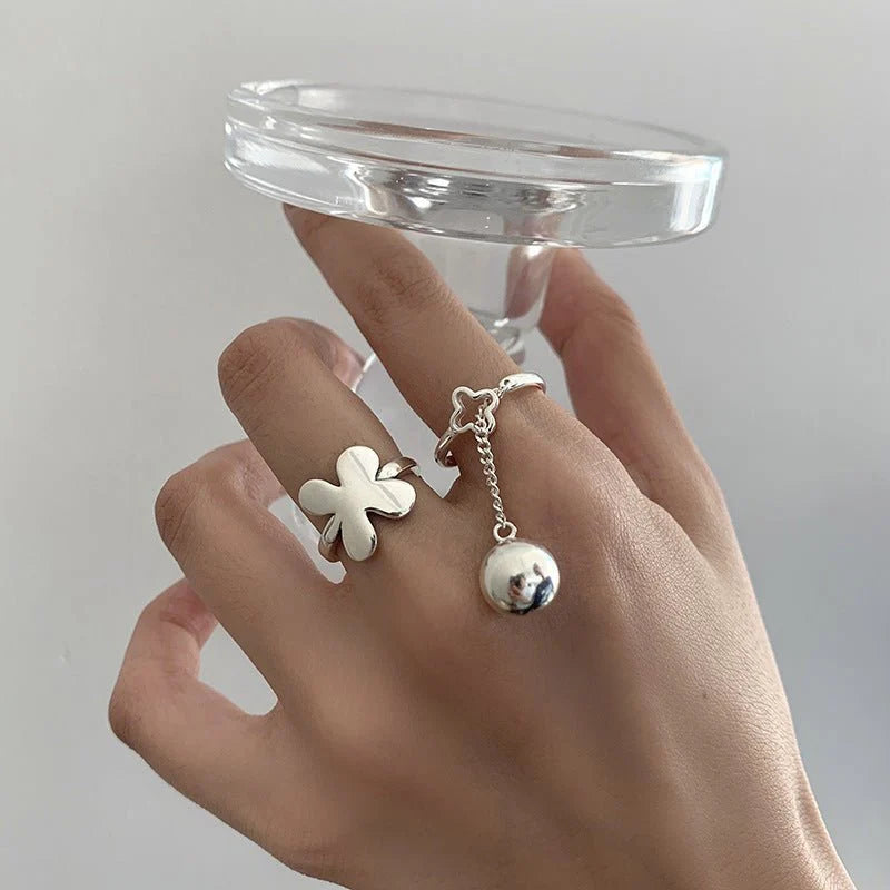 Small Balls Fringe Tape Pendant Open Ring