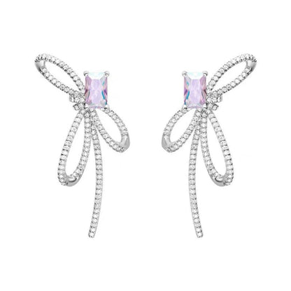 Aurora Ribbon Bow Small Sugar Cube Earrings