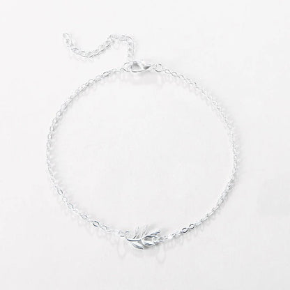 Fashion Simple Alloy Mori Style Flower Leaf Anklet