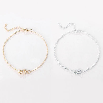 Fashion Simple Alloy Mori Style Flower Leaf Anklet