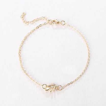 Fashion Simple Alloy Mori Style Flower Leaf Anklet