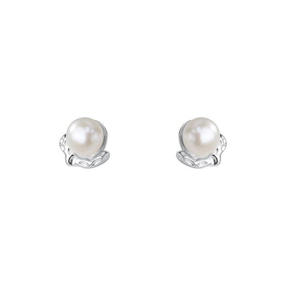 S925 Sterling Silver Lava Texture Pearl Stud Earrings For Women