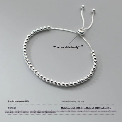 S925 Sterling Silver Light Bead Adjustable Bracelet