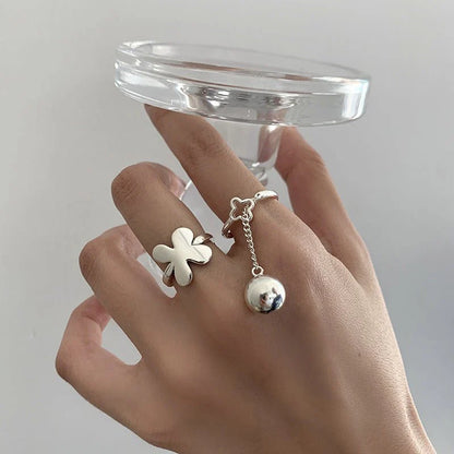 Small Balls Fringe Tape Pendant Open Ring