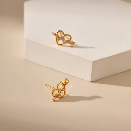 Sweet Tridimensional Peach Heart Stud Earring