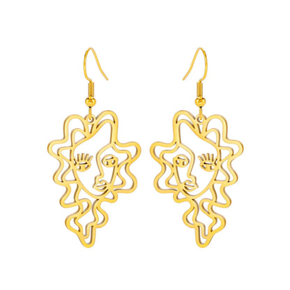 Titanium Steel Retro Ethnic Style Wave Girl Earrings