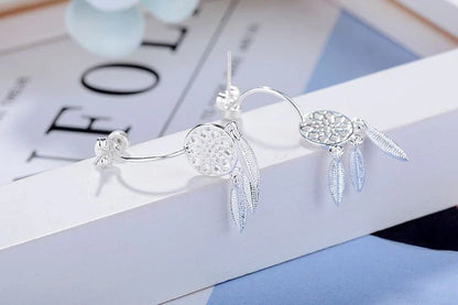 Women's Fashion Feather Dream Catcher Ear Studs